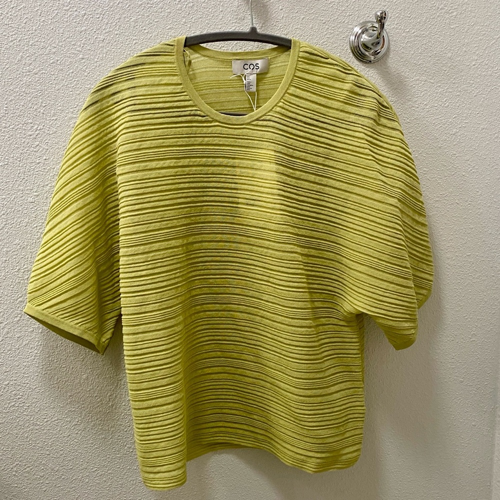 COS  spring green Textured Short Sleeve Top